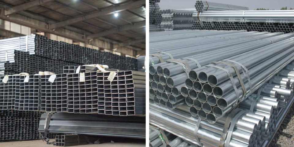 Galvanized square and round pipes