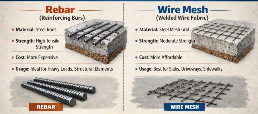 Rebar vs Wire Mesh in Concrete Rebar vs Wire Mesh in Concrete